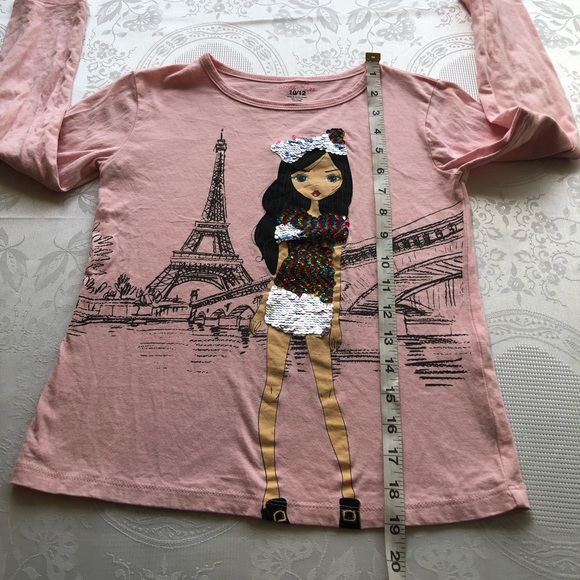 Sweet Kiss Pink Long Sleeves T-Shirt A Girl In Paris Girls Size 10/12 Top Casual - Picture 9 of 14
